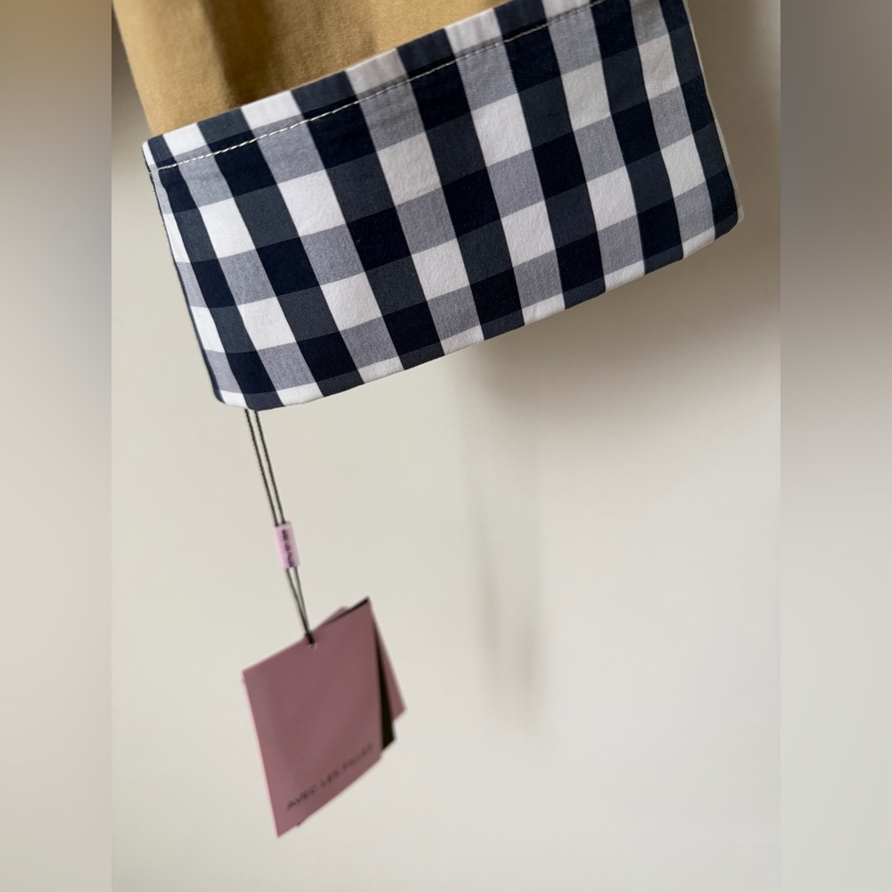 Viral Avec Les Filles tan blue gingham cape trench jacket - Picture 2 of 4